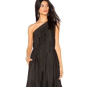 425$ RAMY BROOK Raina Dress In Black One Shoulder MIDI Dress